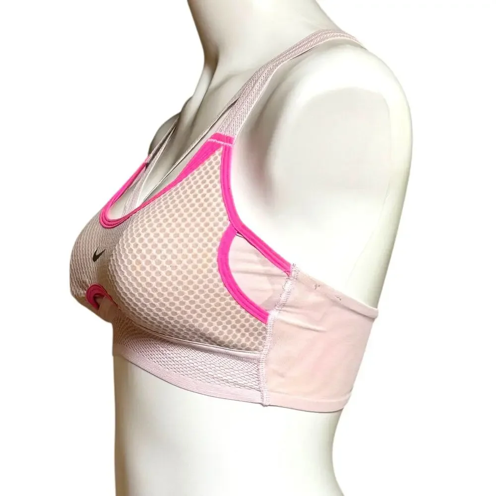 Nike Dri Fit Racerback Strappy Sports Bra Removeable Pads Pink Small